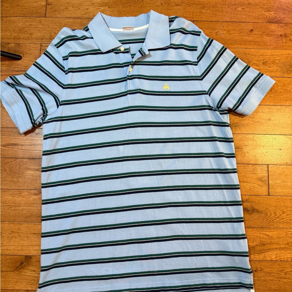 Brooks Brothers Light Blue Polo with Stripes